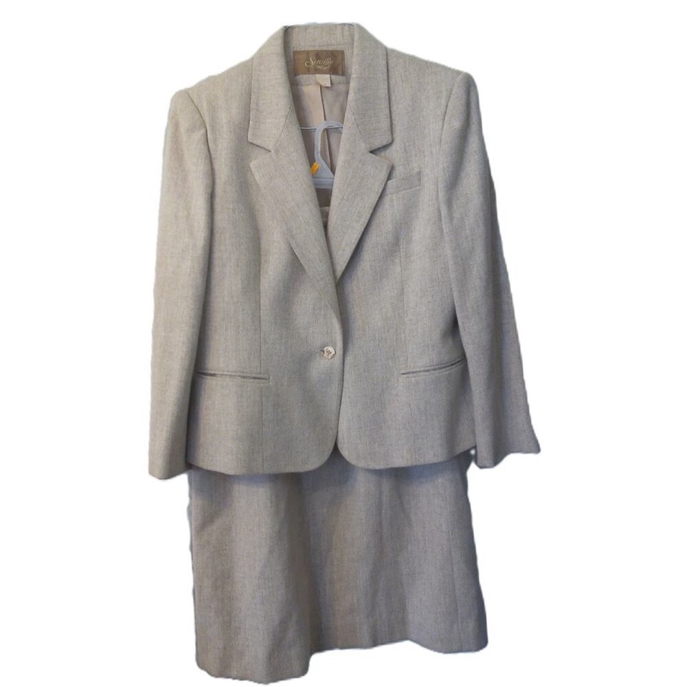 Vintage Saville Wool Blend Skirt Suit Set Size 16 Career Formal Business